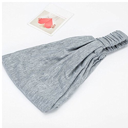 HuntGold 1XMädchen Dame Weit Yoga Schönheit Make-up Gesicht waschen Haarband Elastic Stretch Stirnband (grau) - 3