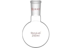 stonylab Matraccio Laboratorio, Matraccio Fondo Rotondo da Parete Pesante a Collo Singolo in Vetro Borosilicato RBF con Giunto Esterno Standard 24/40, Round Bottom Flask per Laboratorio - 250ml