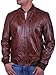 Produktbild Vintage Herren Echt Leder Bikerjacke Braun Sommer Retro Style Bomberjacke (Large)
