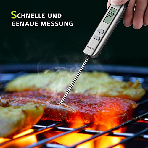 TopElek Fleischthermometer Digital Cooking Thermometer, Super lange Probe, mit 5 Sekunden Instant Read-out für Küche, Grill, BBQ, Essen, Steak, Türkei, Süßigkeiten, Milch, Bad Wasser - 2