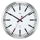 Durchmesser: 40 cm Atlanta Funk-Wanduhr Analog silberfarben 4372