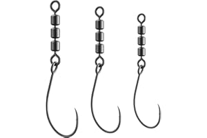 Luroad Pack of 10 Rotate Fishing Rig Hooks, Swivel Fishing Hooks for Trout Fishing, Trout Rotor Hooks, Fishing Swivels, Perfect for Sea Fishing and Freshwater Fishing
