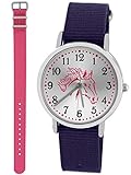 Pacific Time Kinderuhr Analog Quarz mit 2 Textilarmband 10027 Violett Rosa