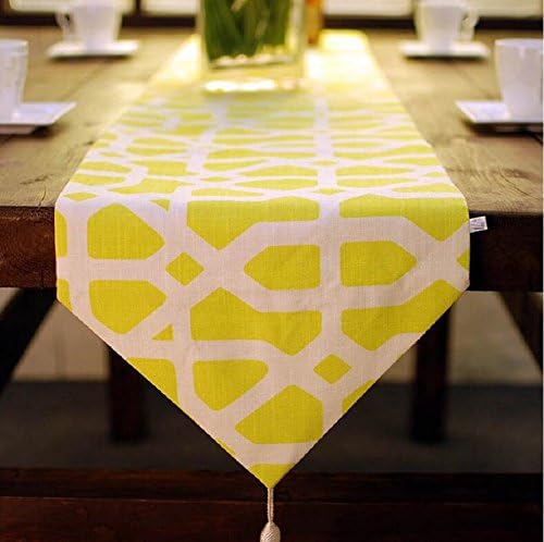 LX&amp;Y Flax Table Runners Table Banner Brackets Tea Tablet Towers Pastoral Style Furnishings Wedding Party Table Decorations,yellow,13x79 inch