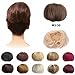 FESHFEN Bridal Hair Bun Updo Scrunchy Scrunchie Hairpiece Wig Hair Ribbon Ponytail Extensions Clips Straight Drawstring Hair Chignons Topknot Knot-M2/30 Darkest Brown & Light Auburn Mixed