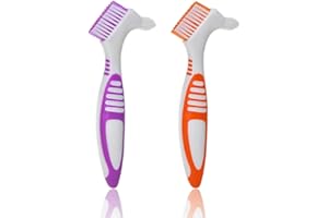 ICYWINK Cepillo para Dentadura, postizas Cepillo De Dientes, limpieza de dentaduras, Cepillos de Limpieza de Prótesis Portátiles Dentaduras, Cepillo Limpiador para Ortodonci y dientes para prótesis