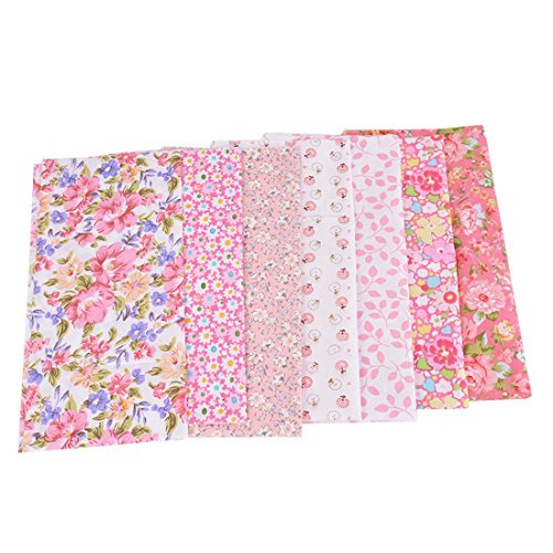 Souarts Set Stoffpakete DIY Baumwolltuch 25cmx25cm Rosa