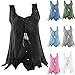 Produktbild Damen Sommer Leinen Oberteile/Dorical Hohl Ärmellos Rundkragen Tank Tops Lang Weste Große Größen T-Shirt Vintage Casual Bluse Lose Oversized Tunika Tops Tee für Frauen & Mutter S-5XL(Schwarz,XL)