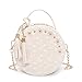 Produktbild Lace Runde Handtasche, longmiamo PU Leder Frauen Quaste Crossbody Taschen weibliche kleine Beige frische Blume Kette Umhängetasche