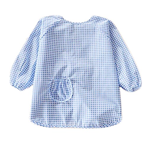 Lovely Girl Smocks Baby Feeding Clothes Baby Bibs Latticed ,Blue