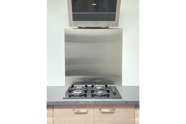 AluCouleur Fond de hotte/Crédence INOX brossé- 9 Tailles - Hauteur 50 cm x (Longueur 70 cm)