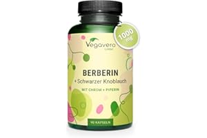 Berberina 1000 mg | Con Pimienta y Ajo Negro + Cromo | Bajar Colesterol + Para La Figura | Sin Aditivos | Vegano | Vegavero