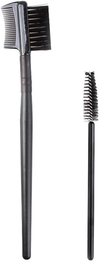 HUYURI Single-Head Screw Eyelash Brush+Double Eyebrow Comb Brush Makeup Set Tools