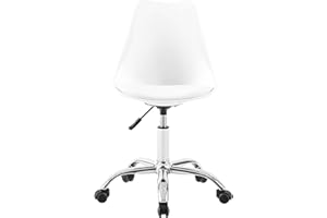 buybyroom Sedia da ufficio Sedia da scrivania ergonomica Sedia da ufficio confortevole Sedia da conferenza regolabile in altezza per il lavoro produttivo, Bianco