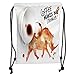 Produktbild LULUZXOA Gym Bag Printed Drawstring Sack Backpacks Bags,Coffee Art,Wild Rhino Animal from Spilled Hot Beverage Stain Latte Cappuccino Decorative,Burnt Sienna Black White Soft Satin