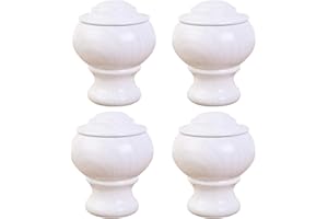 Tenlacum Curtain Rod Finials Replacement for 28mm Diameter Drapery Poles, 4pcs Pack (Style 2- White)