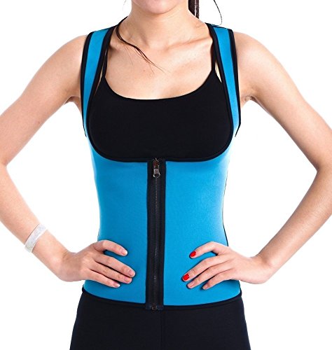 DODOING Damen Zipper Sport Waist Cincher Training Unterbrust Korsage Korsett Corsage Sweat Vest Hot Neopren Sauna Tank Top Weste für Gewichtsverlust - 3