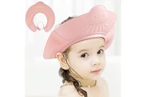 EMTSEB Baby Shower Cap Bath Visor Protection Silicone Adjustable Safe Shower Bathing Cap for Infants Toddler Baby Kids Children (6 Months-12 Years old/36-58cm, Pink Jellyfish)