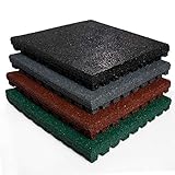 Tapis anti chute etm Play-Protect en coloris divers | SET de 4 pièces - épaisseur 25mm | amortit les chocs - usage outdoor | 50x50cm, vert