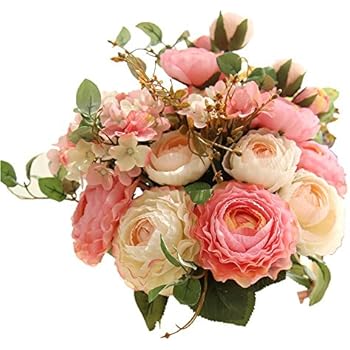 Kirifly Fleur Artificielfleurs Artificielles Decoration Mariage Fausse Roses Bouquet De Fleur Centre De Table Pour Decoration Cuisine Maison Jardin