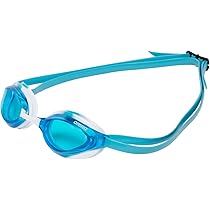 ARENA Python Racing zwembril voor dames en heren, uv-bescherming, anti-condens, dubbele riem, niet-spiegellens, helder blauw/wit/wit