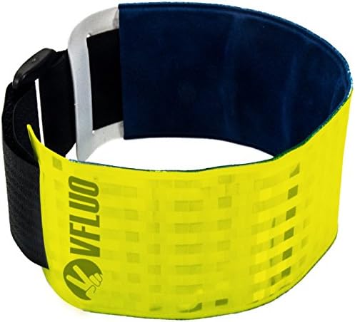 VFLUOVFLUO ARMTECH™, Retro reflective + Fluorescent armband, adjustable and elastic, Night and day visibility, for motorcycle/Scooter/Bike/Pedestrian, Fluo yellow