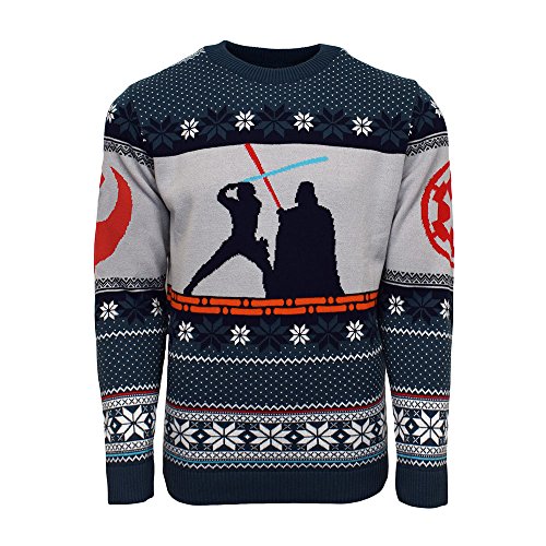 Official Star Wars Luke Vs Darth Christmas Jumper/Ugly Sweater - UK XL/US L