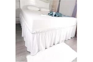 AQIGR Mantovana Gonne Elastico Polvere Increspature Intorno Letto Wrap Singolo/Matrimoniali/Una Piazza e Mezzo Gonna da letto Tre Lati Tessuto Balze - Lunghezza 38 cm ( Color : White , Size : 180x200+38cm )