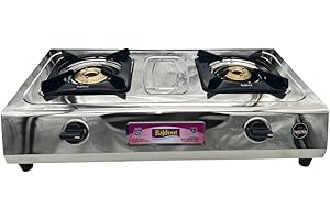 C&S HOMESTORE Gas Stove Stainless Steel Double Burner – Portable LPG Gas Cooker for Indoor Kitchen, Camping, Outdoor Cooking, Catering, and Food Stalls – Heavy Duty, Easy Clean, Compact Design