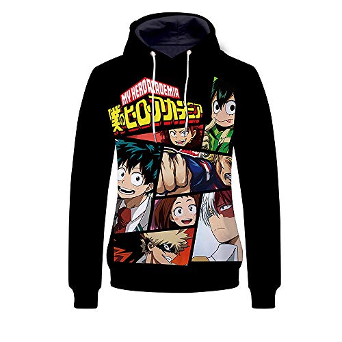 I TRUE ME My Hero Academia Sudadera con Capucha Impresa en 3D Boku No Hero Academia Izuku Midoriya Sudaderas con Capucha Chaqueta de Entrenamiento de Disfraces de Cosplay Unisex,D,S