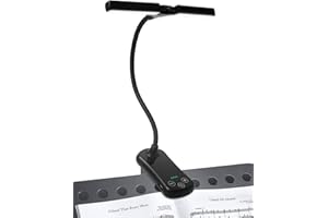 TobeBright Lampe Pupitre Musique Rechargeable 14 LEDs Lampe Piano Clipsable, 3 Couleur 8 Luminosité, pour Pupitre Partition et Lecture Livre avec Câble USB-C