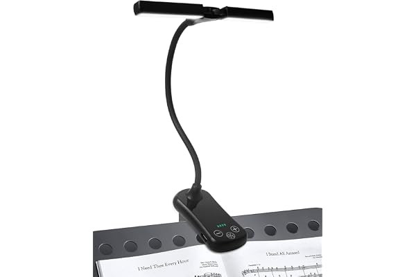 TobeBright Lampe Pupitre Musique Rechargeable 14 LEDs Lampe Piano Clipsable, 3 Couleur 8 Luminosité, pour Pupitre Partition et Lecture Livre avec Câble USB-C