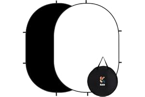 Kate Faltbarer Hintergrund Collapsible Backdrops Pop up Hintergrund Fotohintergrund Fotografie für Fotografie, Gaming und Live-Streaming(1.5x2m,Schwarz/Weiß)