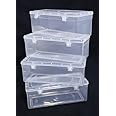 Inez Multipurpose Plastic Rectangular Stackable Organizer Small Storage Container Box Combo Transparent Boxes for Jewellery/Medicines/Stationery/Cosmetics/Accessories(Pack of 4)
