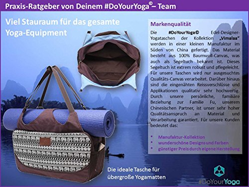Große Yogatasche »Vimalaa« von #DoYourYoga aus Segeltuch (Baumwoll-Canvas) – aufwendig per Hand verarbeitet, für EXTRA-LANGE und EXTRA-BREITE Yogamatten! Die Yogatragetasche ( Yogabag) ist in sehr schönen Farben und ausgefallenen Designs erhältlich. Ferner eignet sich die Tasche auch für als Sporttasche / Fitnesstasche - 8
