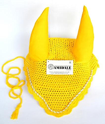 FLY-VEIL-HORSE-EAR-NET-CROCHET-WITH-PIPING-YELLOW-FULL-COB-PONY-AMIDALE-PONY