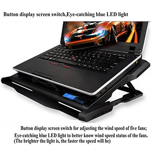 eletecpro Laptop Externe Kühlung Kühler Lüfter Pad mit LCD-Display für 30,5–39,6 cm Gaming Notebook Computer CPU Cool Air Hitze, fünf ganz Fans 2500RPM + starker Wind Speed für Spieler Home Office - 7