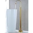 Aquieen Free Standing Floor Mounted Single Lever Basin Mixer with Provision for Hot & Cold Water Drop Series (Gold)