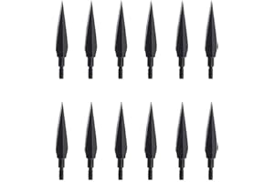 e5e10 12 Pcs Black Archery Metal Broadheads Pitch Black Arrow Broad Head Arrow 125 Grain Screw-On Tips Arrowhead for Traditional Outdoor Hunting