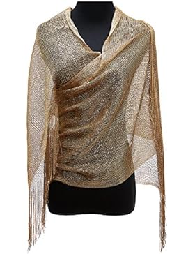 KaKaxi Schal / Tuch, durchscheinend mit Glitzer und Fransen, für Bälle, Hochzeiten, Abendgarderobe, im Vintage-Stil...