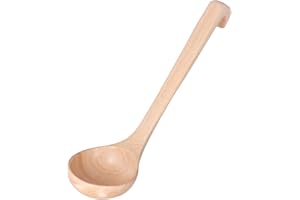 TOMOTATO Cucharón de Sopa de Madera, 11 Pulgadas Cuchara para Servir Sopa con Mango de Gancho, Cucharón de Cocina con Mango Largo para Revolver, Porcionar, Servir Sopas, Olla Caliente