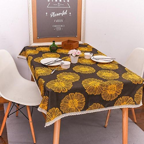 Z&amp;N European High-Quality Cotton Thick Table Cloth Chrysanthemum Pattern Lace Tea Cloth Hotel Wedding Table Dust Cover Multi-Functional Outdoor Picnic Tablecloth yellow 60*60cm(2pcs)