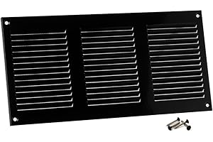 Steinberg14 Griglia di Ventilazione Rettangolare 300x150 mm - Griglie di Aerazione in Metallo Nero - Serranda di Scarico dell'aria con Zanzariera - Copri Bocchetta Interna a Parete e a Soffitto