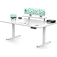 Devoko 180×80cm Electric Height Adjustable Desk, with Monitor Stand, Computer Desk, with 2 Height Memory Functions, for Bedroom, Study, Office,(White)