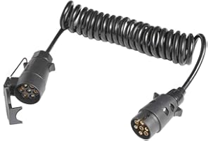 TAEUYYM Rimorchio Cavo 7 Poli 2,9m, 12V Rimorchio Estensione Cavo Connettore Spina E Presa Rimorchio 7 Poli, Spiral Cavo Rimorchio, per RV Caravan Camion Trattori Auto (Rimorchio Cavo 7 Poli 2,9m)
