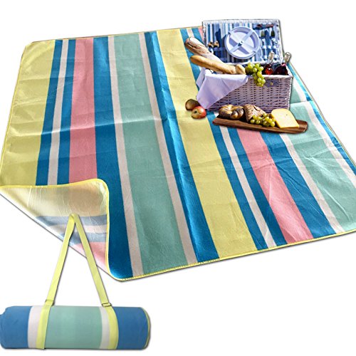 JEMIDI Picknickdecke XXL 180cm x 180cm mit Streifen Schwimmbaddecke Campingdecke Decke Picknick - 3
