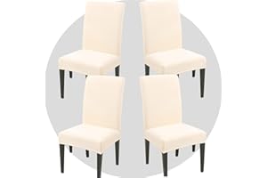 ZHILING Stuhlhussen Bezüge Set von 4 Super Fit Stretch abnehmbare waschbare Esszimmerstuhl Protector Cover Sitzbezug für Hotel, Esszimmer, Zeremonie, Bankett Hochzeitsfeier(Beige)