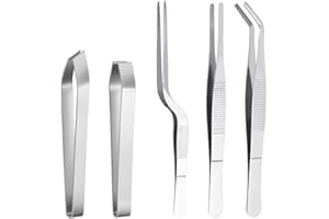 KBNIAN Kit de 5 Pinzas de Acero Inoxidable para Cocina Pinzas para Quitar Espinas Pinzas para Jamon Plata Pinzas de Cocina Pequeñas para Espinas Pinzas Largas para Chef Cocina Mariscos Postre Sushi