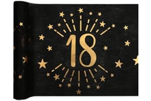 PAINT IT EASY Tischläufer Happy Birthday 18, Schwarz-Gold, 30cm x 5m