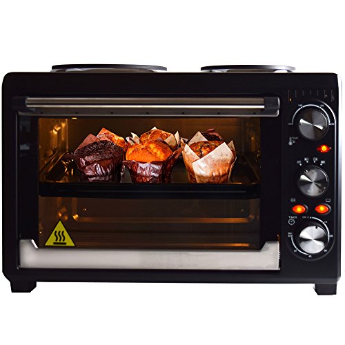Syntrox Germany 26 Liter Mini Stand Backofen mit Umluft und Drehspieß kleinküche Minieküche mit 2 Kochplatten Miniofen Minibackofen Pizzaofen - 5